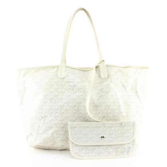 Goyard Handbags - Goyard White Chevron St Louis Tote PM with Pouch 58gy628s